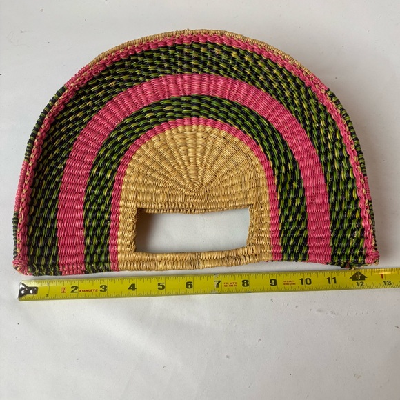 Nena & Co Ghana Hand Dyed Elephant Grass Crescent Straw Fair Trade Half Moon - Picture 6 of 7